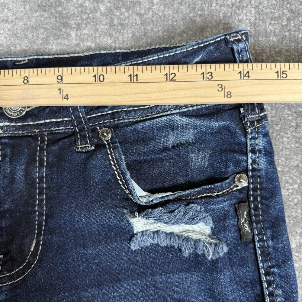 Silver Jeans Women's 29 Blue Denim Suki Capri Distressed Medium Wash Mid Rise - Picture 7 of 9
